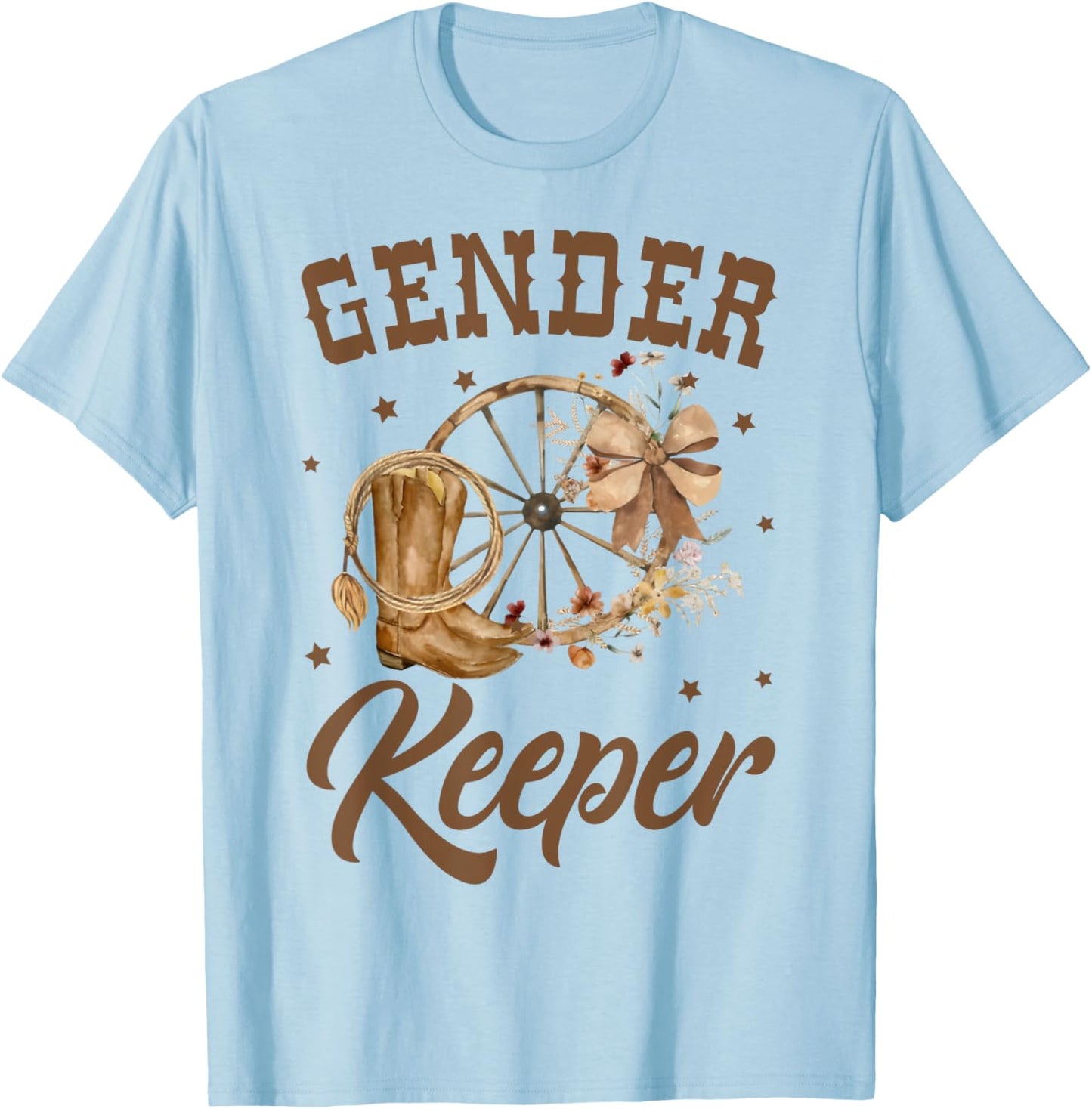 Boots or Bows Gender Reveal Decorations Keeper of the Gender T-Shirt - T-Shirt | Light Blue