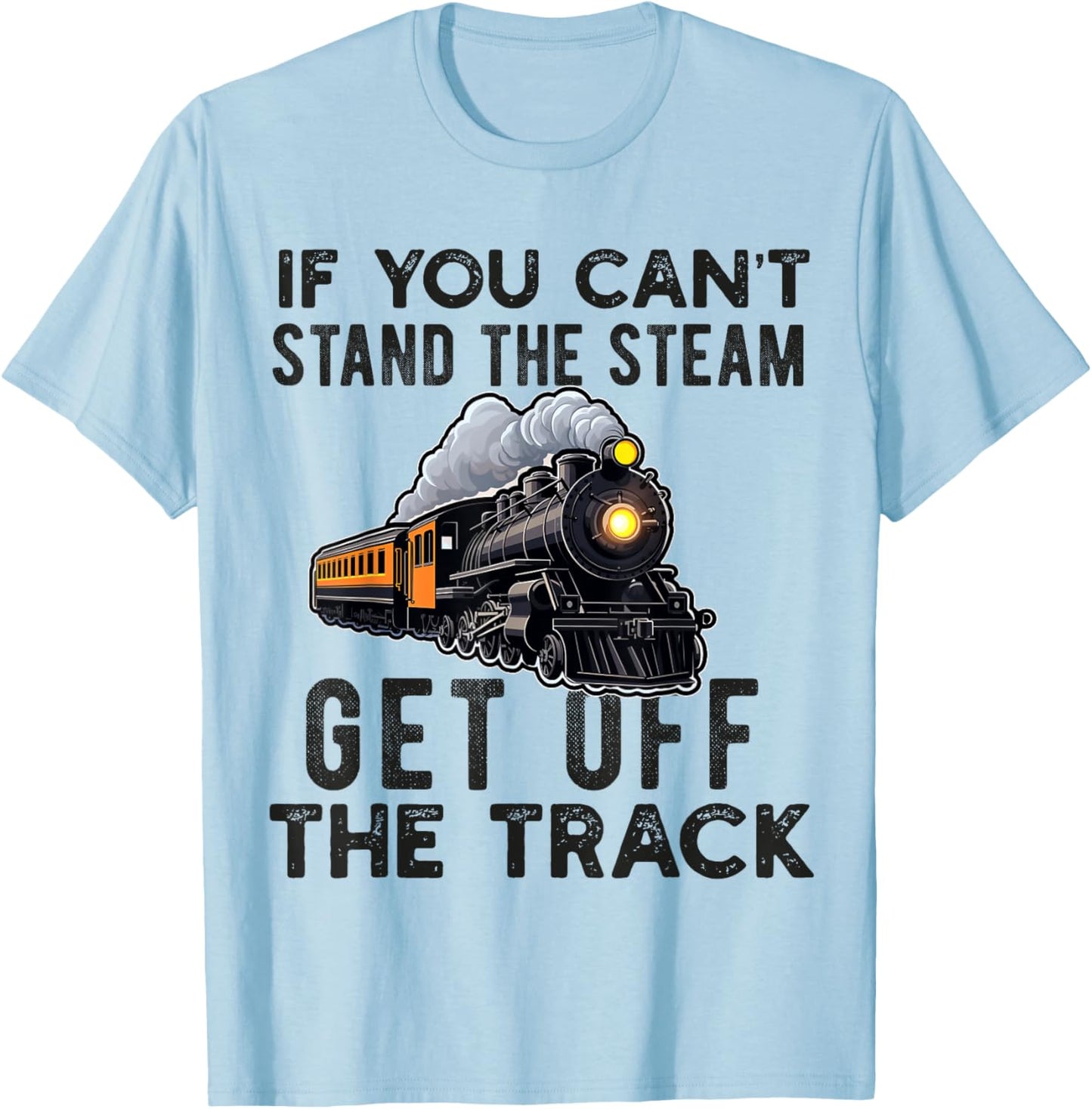 Train For Adult Men Boys Railroad Conductor Locomotive Train T-Shirt - T-Shirt | Light Blue