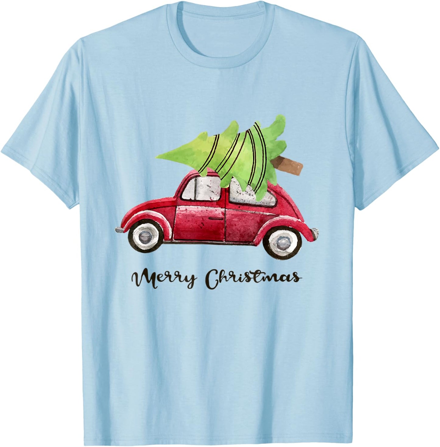 Red Truck Christmas Tree Pajamas T-Shirt - T-Shirt | Light Blue