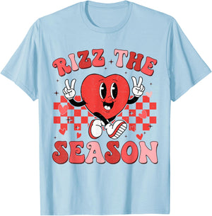 Rizz the Season Funny Valentine Groovy Valentine Rizzler T-Shirt - T-Shirt | Light Blue