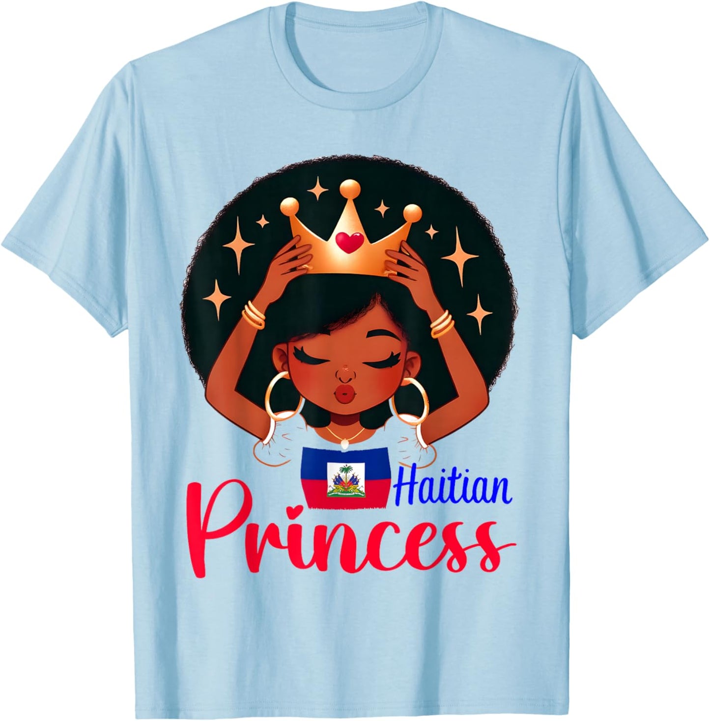 Haitian Princess Haiti Flag Melanin for Black Girls Kids T-Shirt - T-Shirt | Light Blue