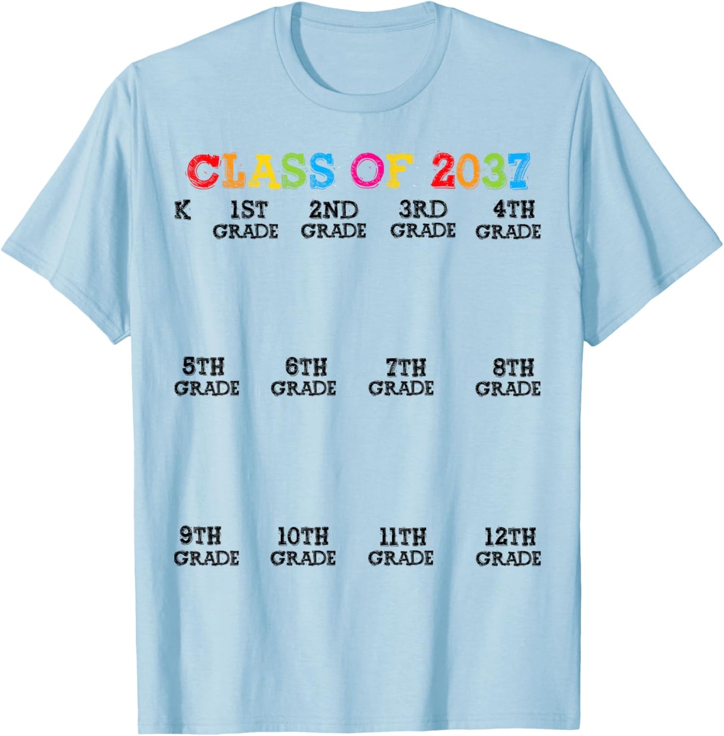 Class Of 2037 Handprint Shirt, Grow With Me Kindergarten Kid T-Shirt - T-Shirt | Light Blue