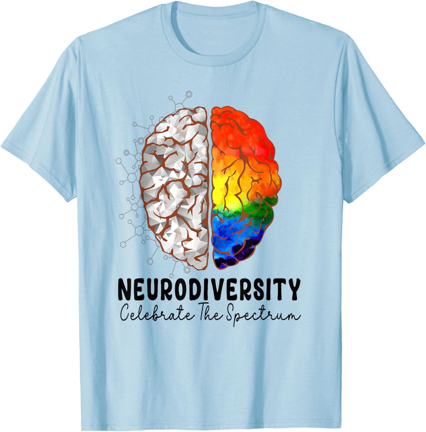 Neurodiversity celebrate the spectrum Brain Autism Awareness T-Shirt - T-Shirt | Light Blue