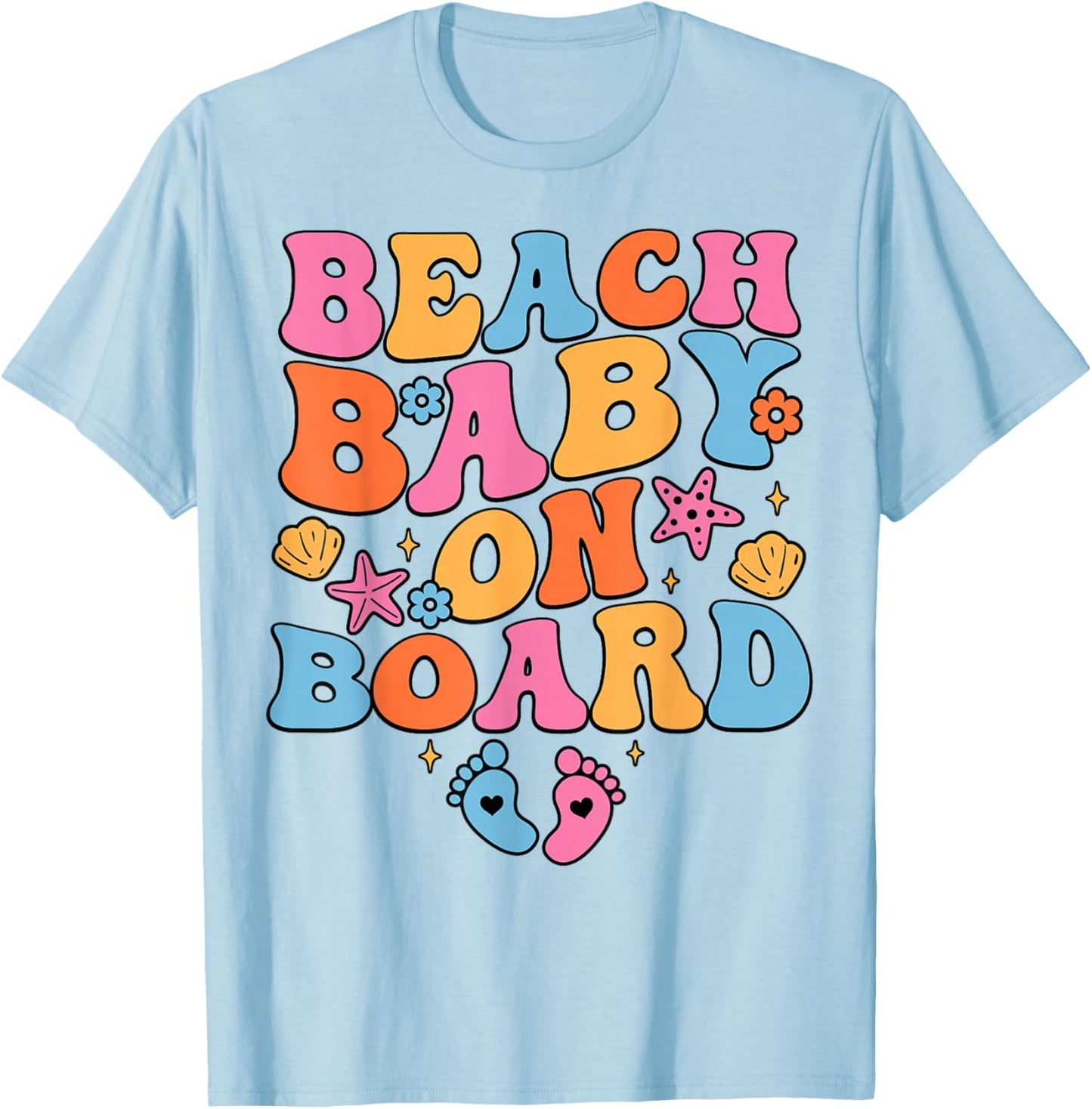 Beach Baby On Board Pregnancy Baby Announcement Cruise Trip T-Shirt - T-Shirt | Light Blue
