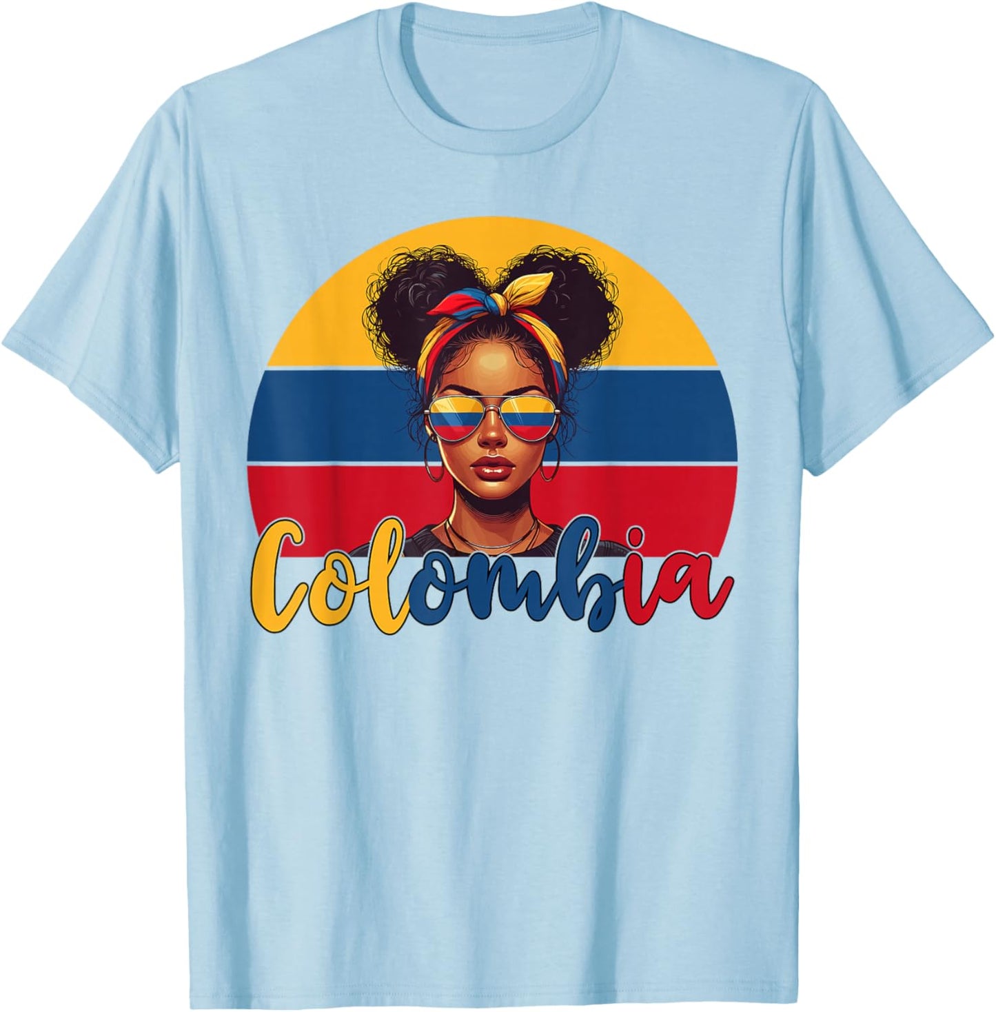 Colombian Girl Colombia Flag Proud Afro Colombian Women T-Shirt - T-Shirt | Light Blue