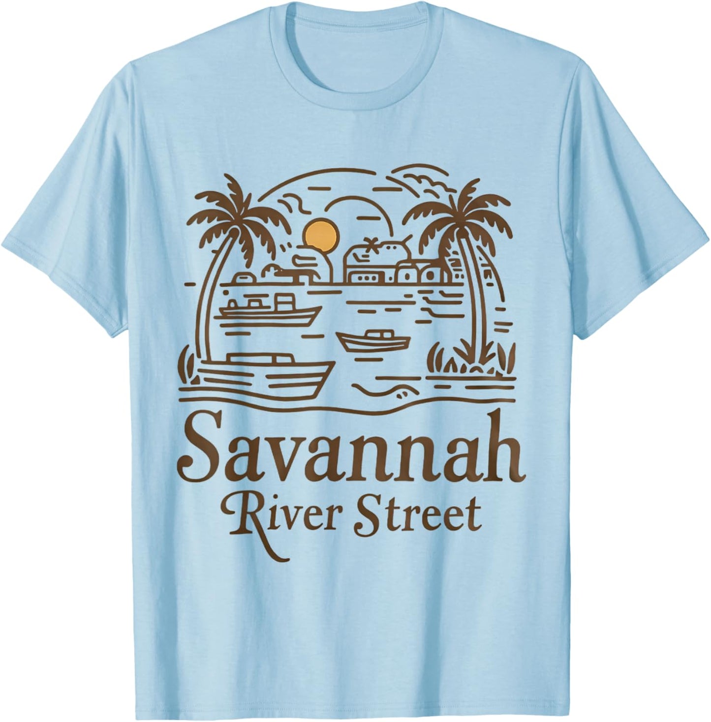 Savannah River Street Georgia Souvenir T-Shirt - T-Shirt | Light Blue