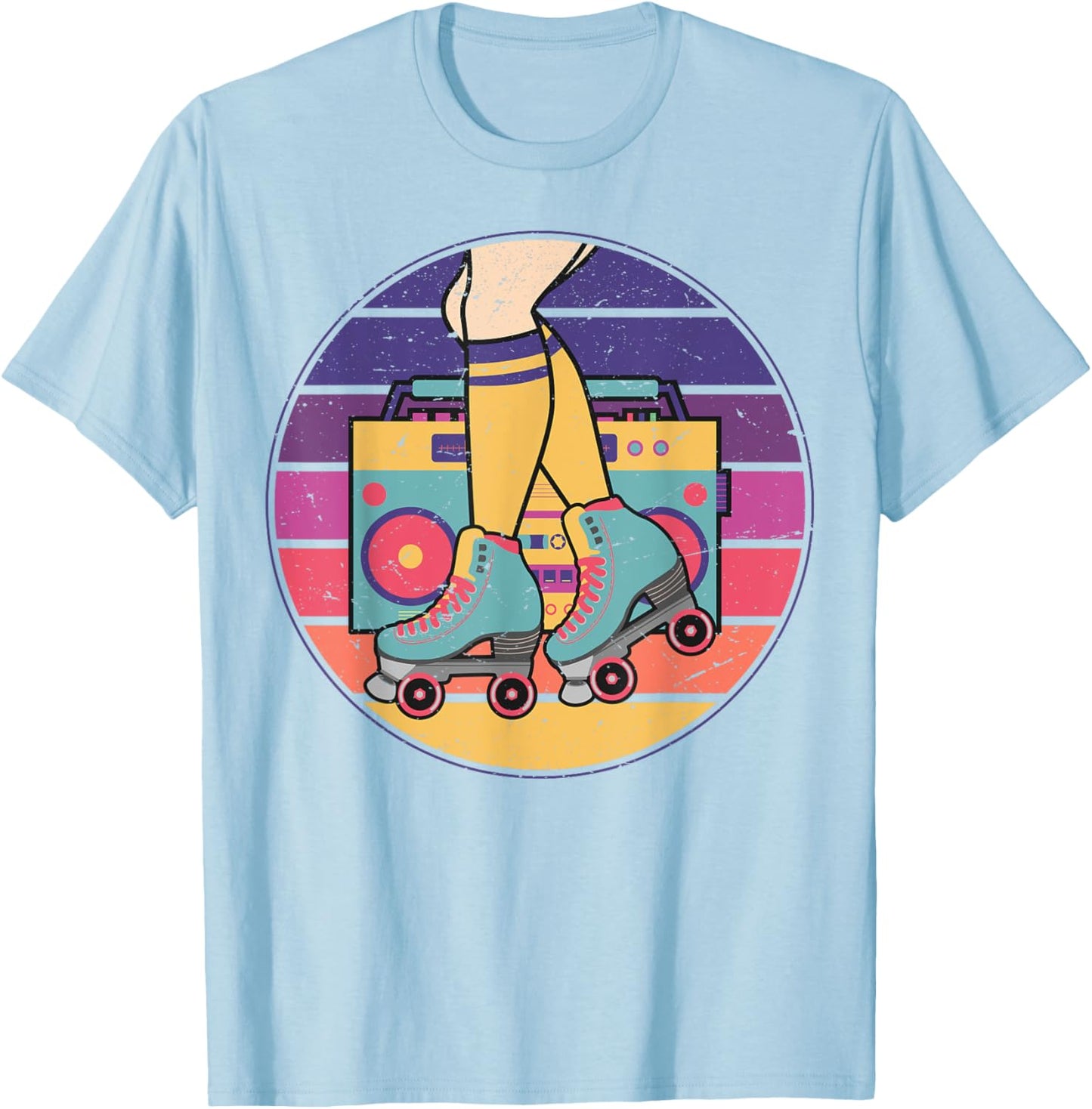 Roller Girl Skate Radio Skating Disco Retro 70s/80s T-Shirt - T-Shirt | Light Blue