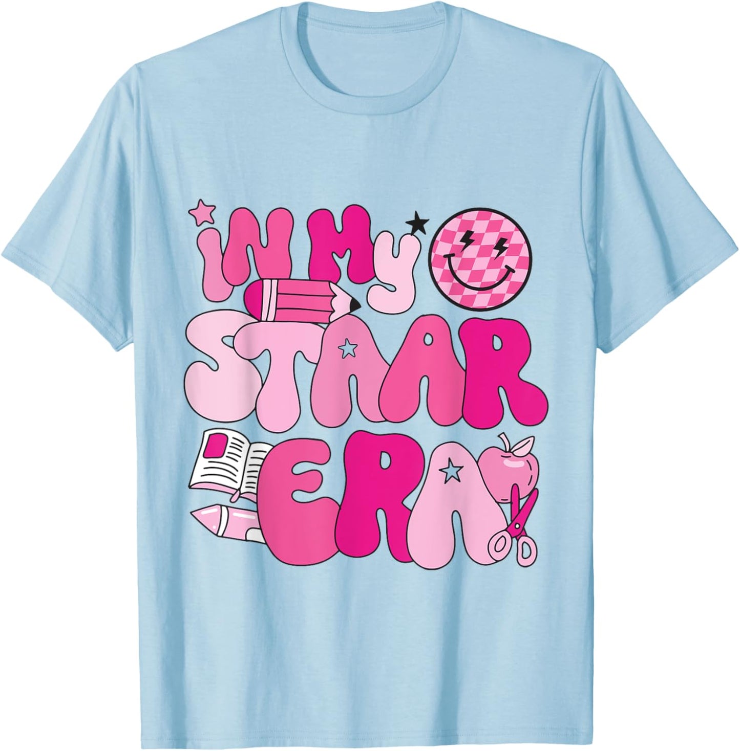 Groovy In My Star Era Pink Teacher Team Teacher Appreciation Women T-Shirt - T-Shirt | Light Blue