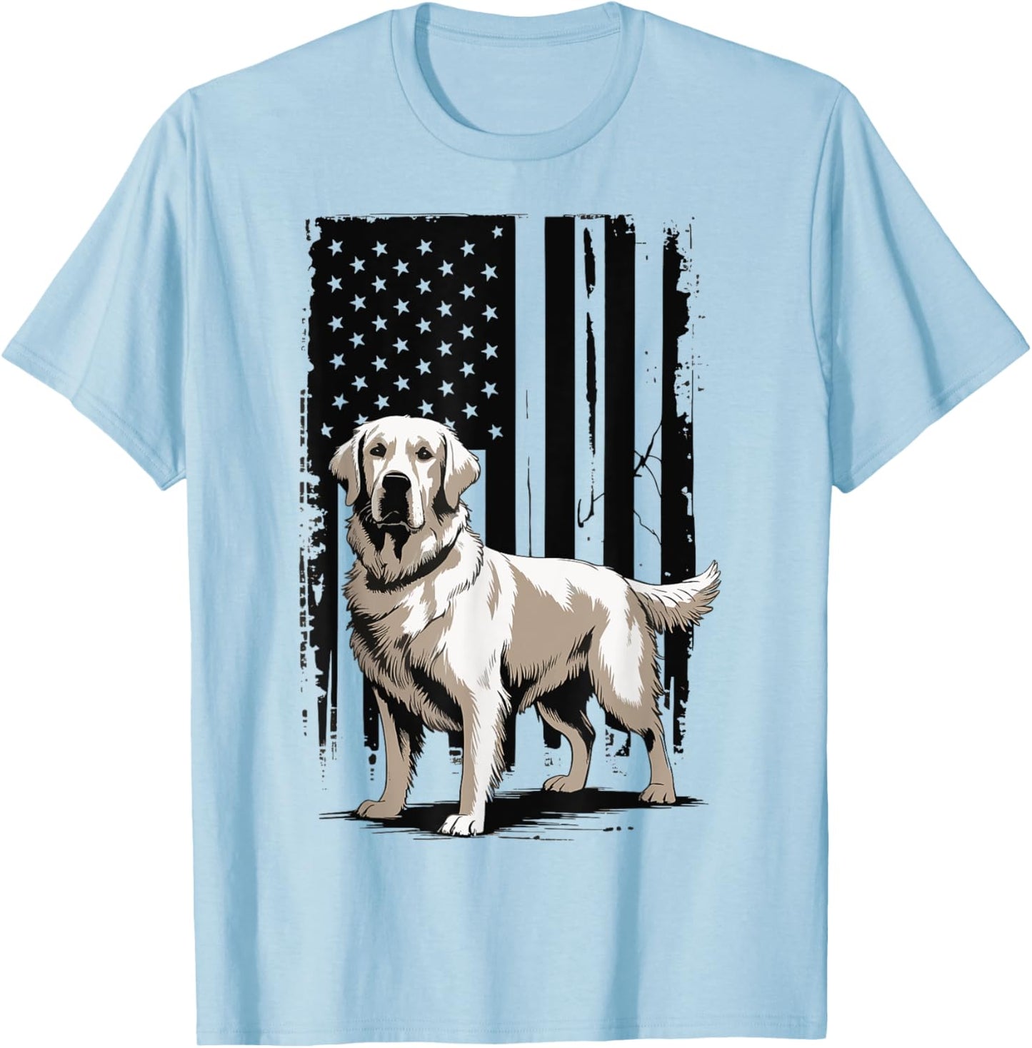 Golden Retriever USA Flag T-Shirt - T-Shirt | Light Blue