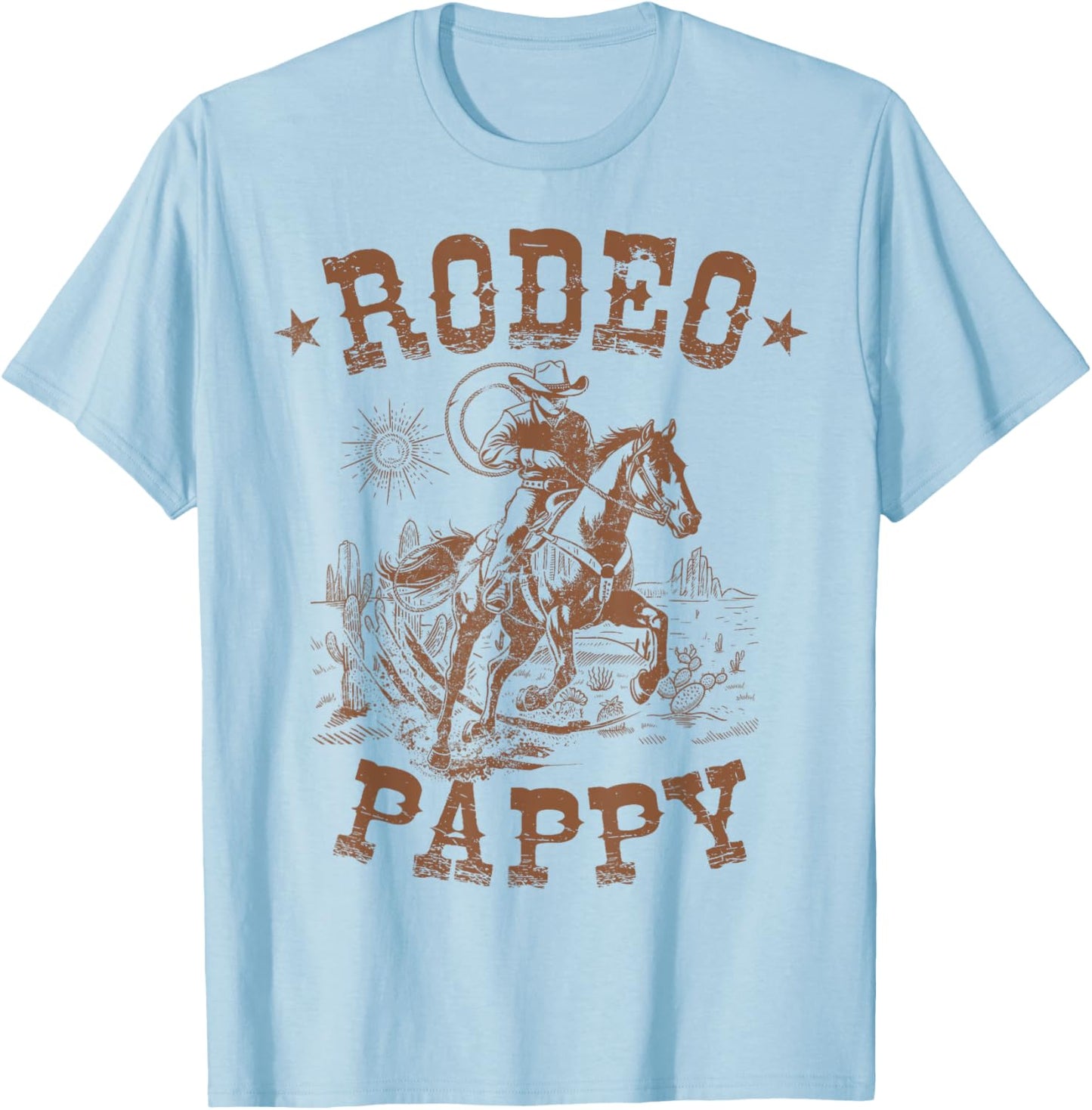 Rodeo Pappy Western Cowboy Family Matching Father's Day T-Shirt - T-Shirt | Light Blue