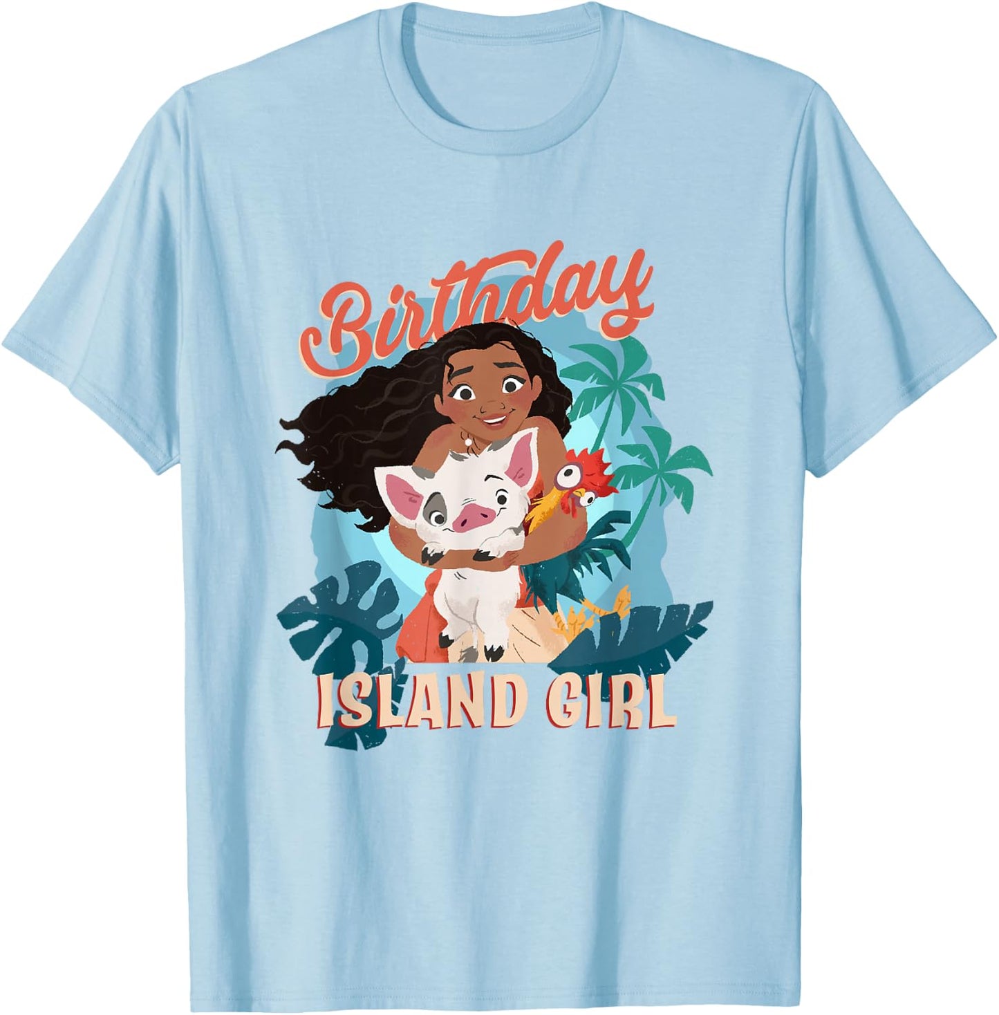 Disney Moana Birthday Island Girl Moana Pua HEI HEI Big Logo T-Shirt - T-Shirt | Light Blue