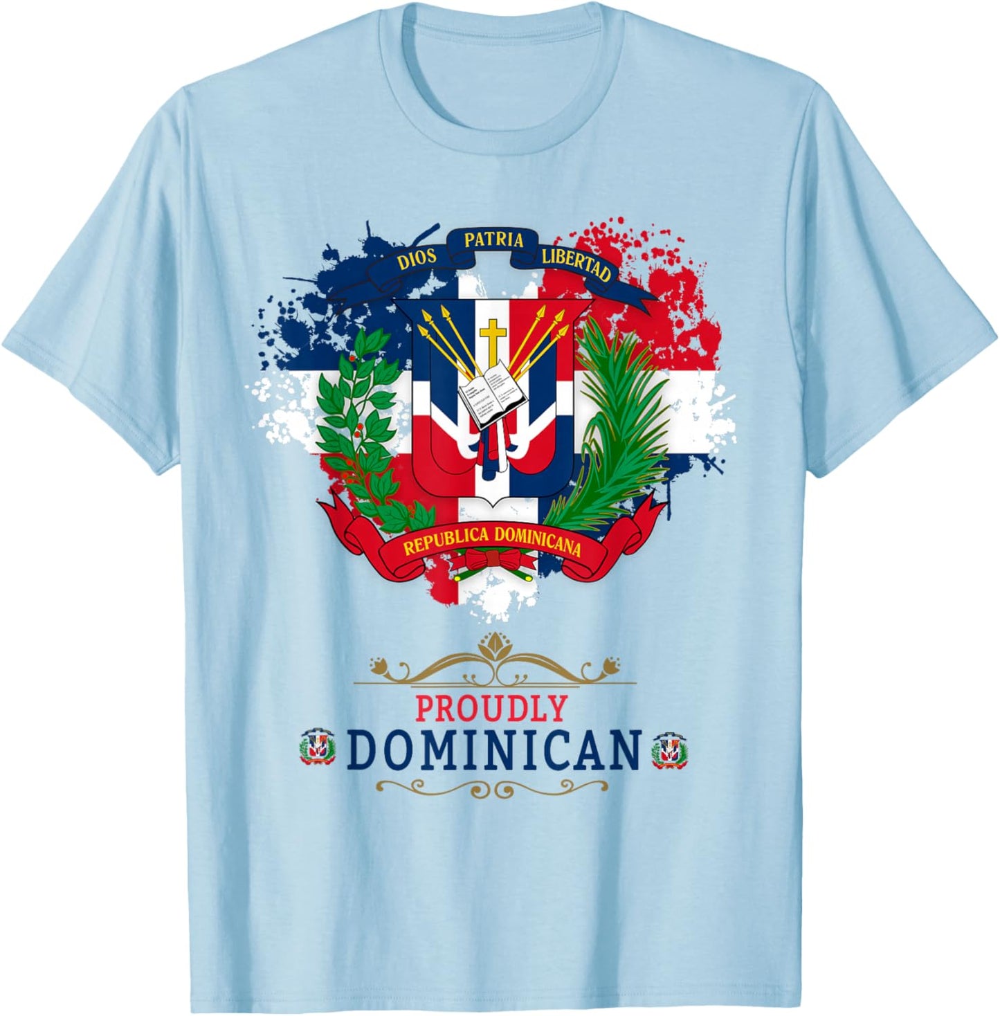 Coat of Arms Republica Dominicana For Kids & Dominican Flag T-Shirt - T-Shirt | Light Blue