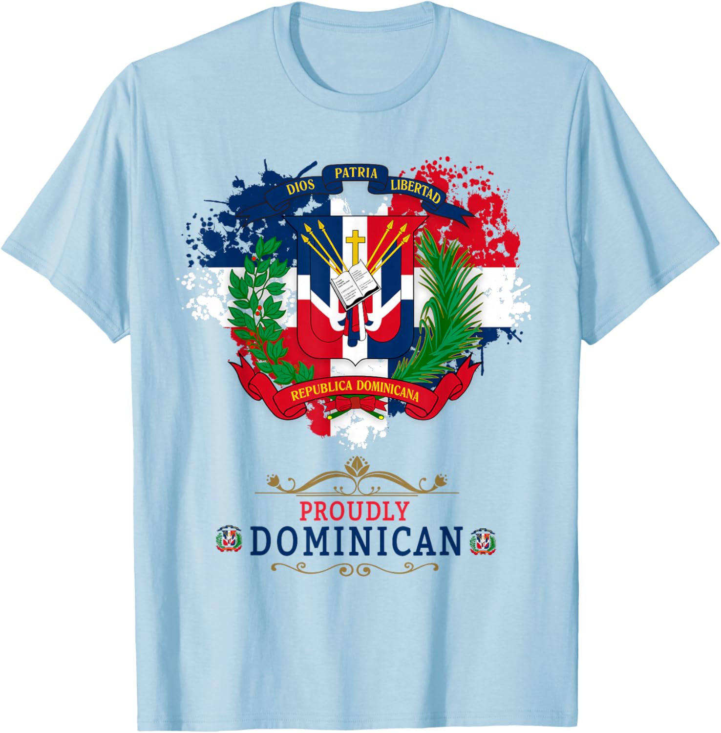 Coat of Arms Republica Dominicana For Kids & Dominican Flag T-Shirt - T-Shirt | Light Blue