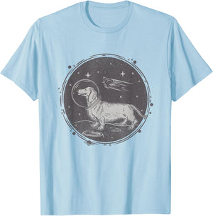 Dachshund Dog In Space Retro Dachshund T-Shirt - T-Shirt | Light Blue