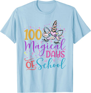 I Magically Survived 100 Days Unicorn Teacher 100th Day Men Women Kids T-Shirt - T-Shirt | Light Blue