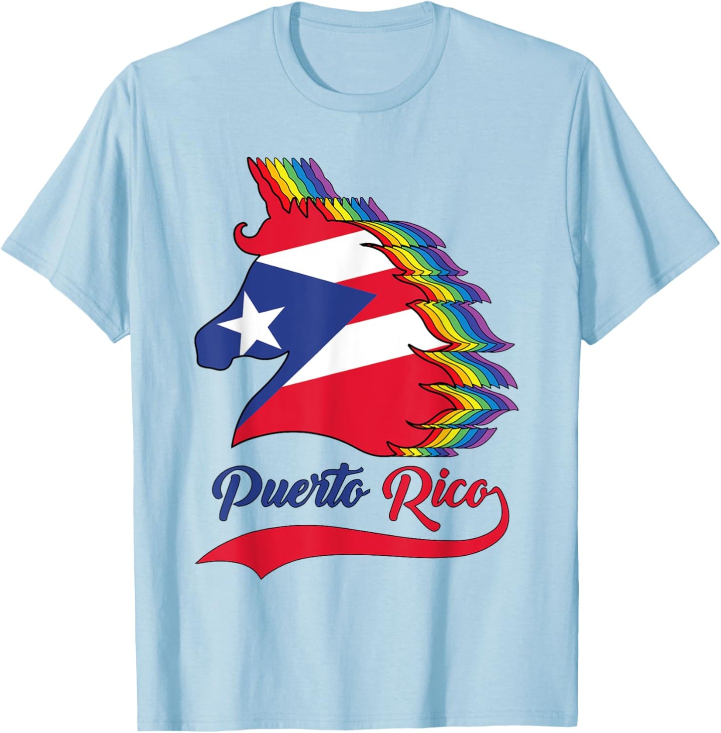 Puerto Rico Puerto Rican Flag Unicorn Rainbow Toddler Girls T-Shirt - T-Shirt | Light Blue