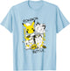 Pokémon Pikachu Vs Meowth Retro Panels Kanji Big Chest T-Shirt - T-Shirt | Light Blue