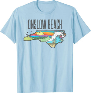 Onslow Beach State of North Carolina Outdoors Graphic T-Shirt - T-Shirt | Light Blue