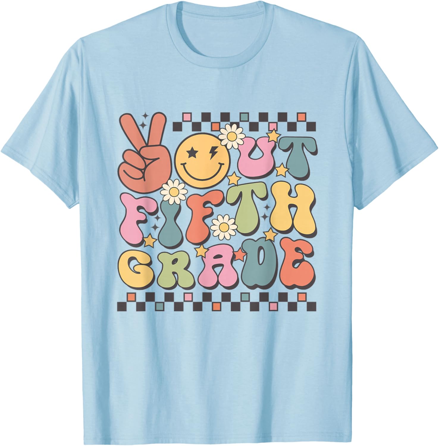 Last Day Of 5th Grade Peace Out Fifth Grade Graduation T-Shirt - T-Shirt | Light Blue