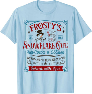 Old Fashioned Frosty's Snowflake Cafe Coffee Lovers Xmas T-Shirt - T-Shirt | Light Blue