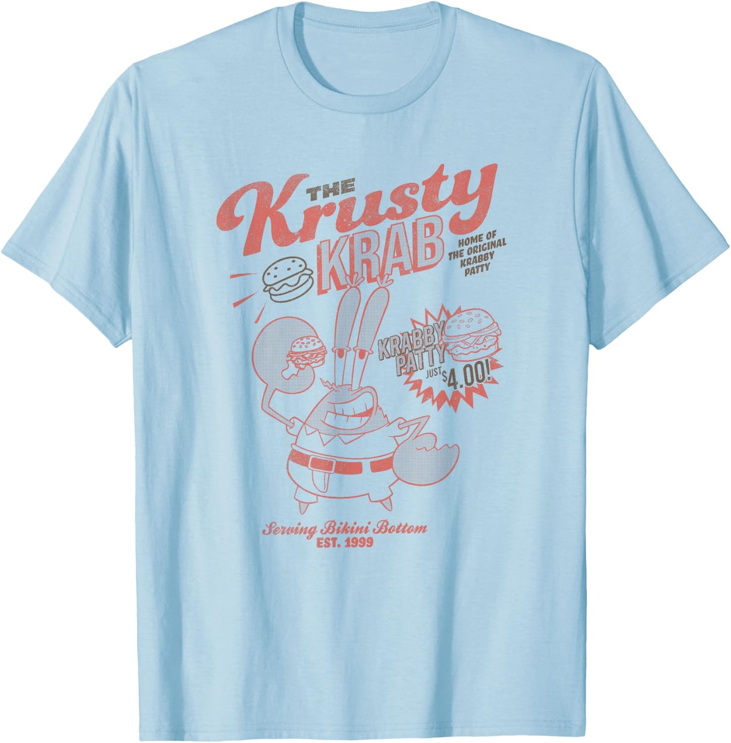 Spongebob Squarepants Mr. Krabs Krusty Krab Ad T-Shirt - T-Shirt | Light Blue