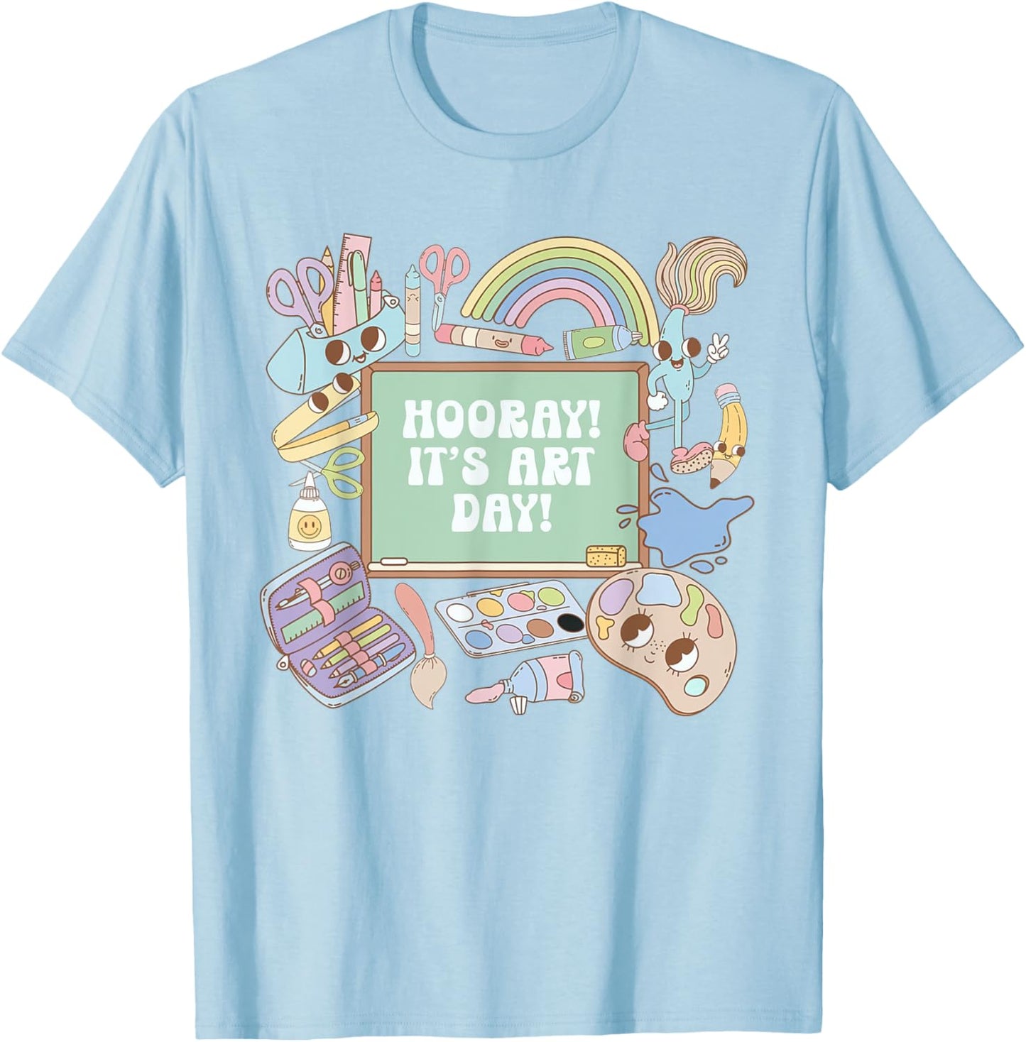 Retro Hooray It's Art Day Art Teacher Back To School Women T-Shirt - T-Shirt | Light Blue
