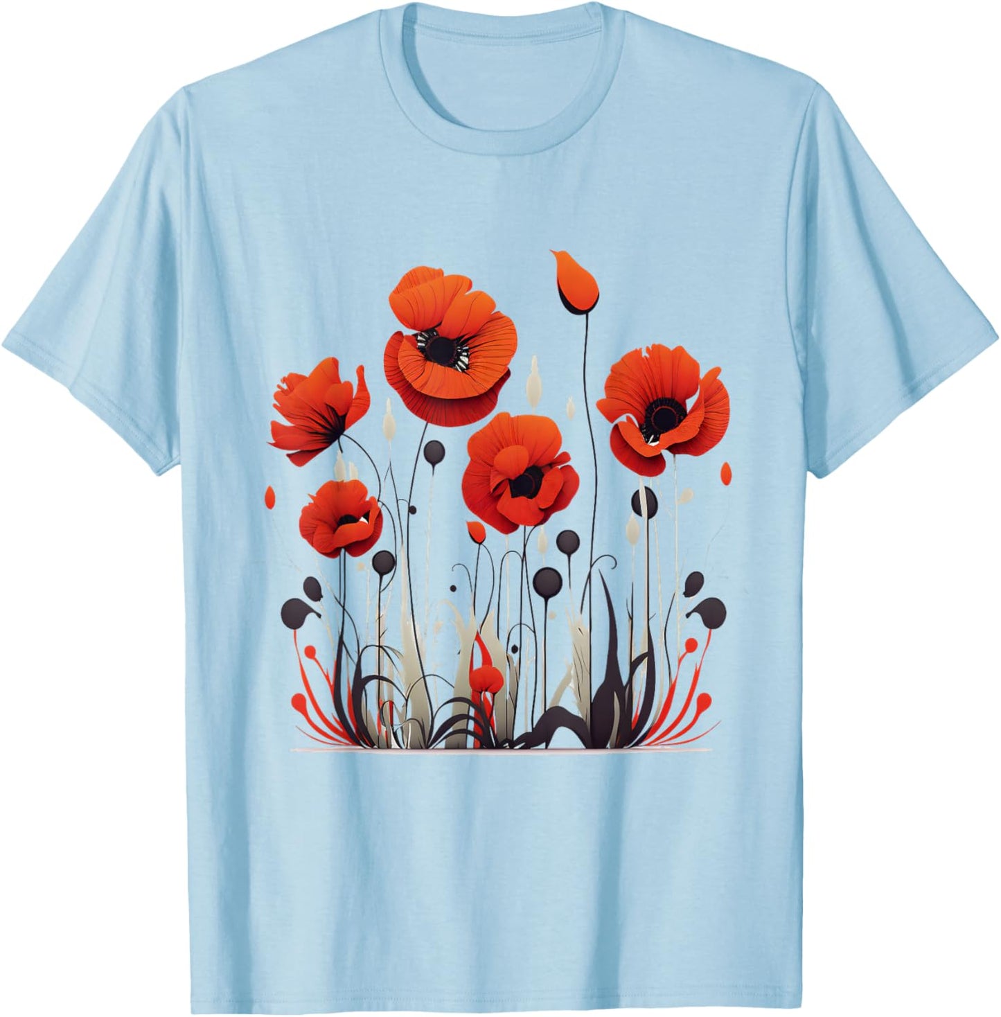 Poppies, spring bloomers, summer, flower, vintage, garden T-Shirt - T-Shirt | Light Blue