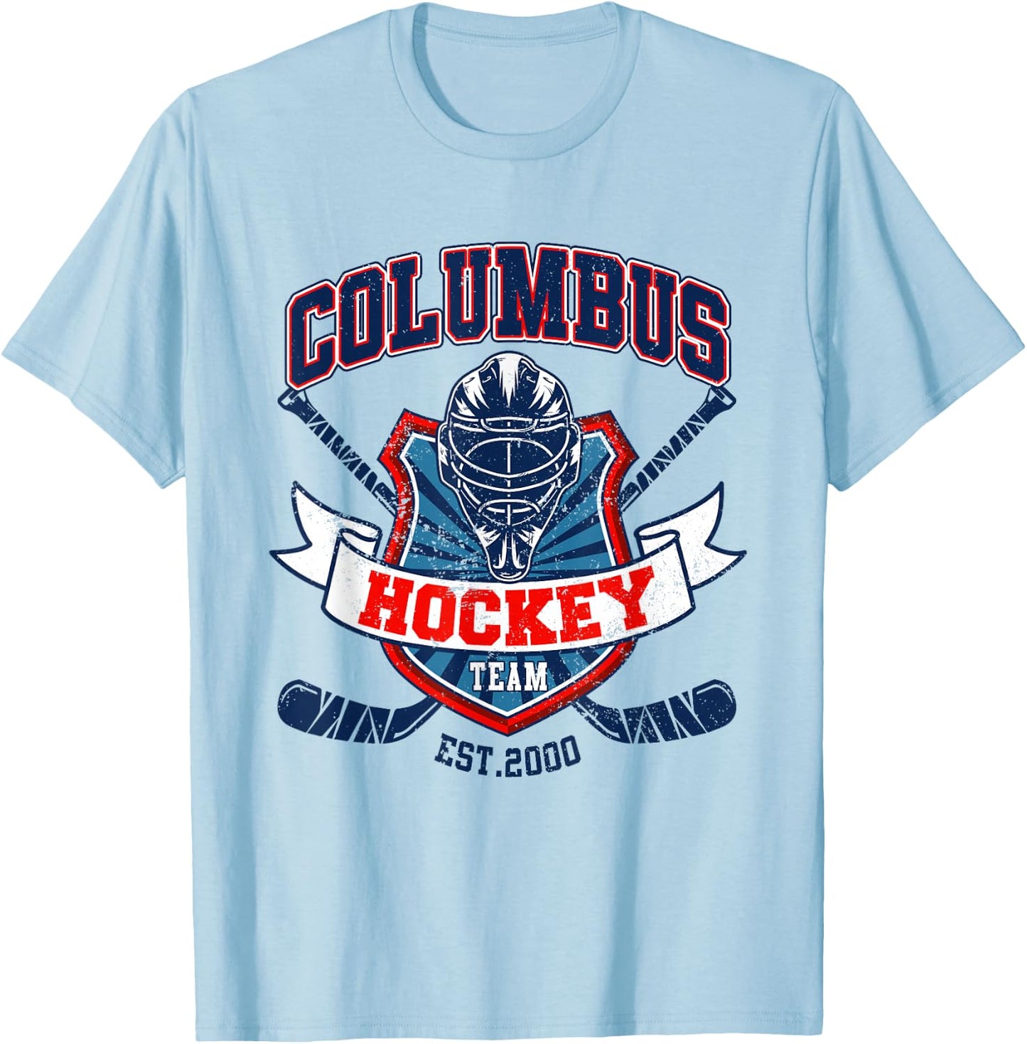 Columbus Blue Retro Jackets Hockey Vintage Ice Hockey Player T-Shirt - T-Shirt | Light Blue