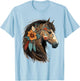 Equestrian Horse Portrait Western CowGirl Horseback Riding T-Shirt - T-Shirt | Light Blue