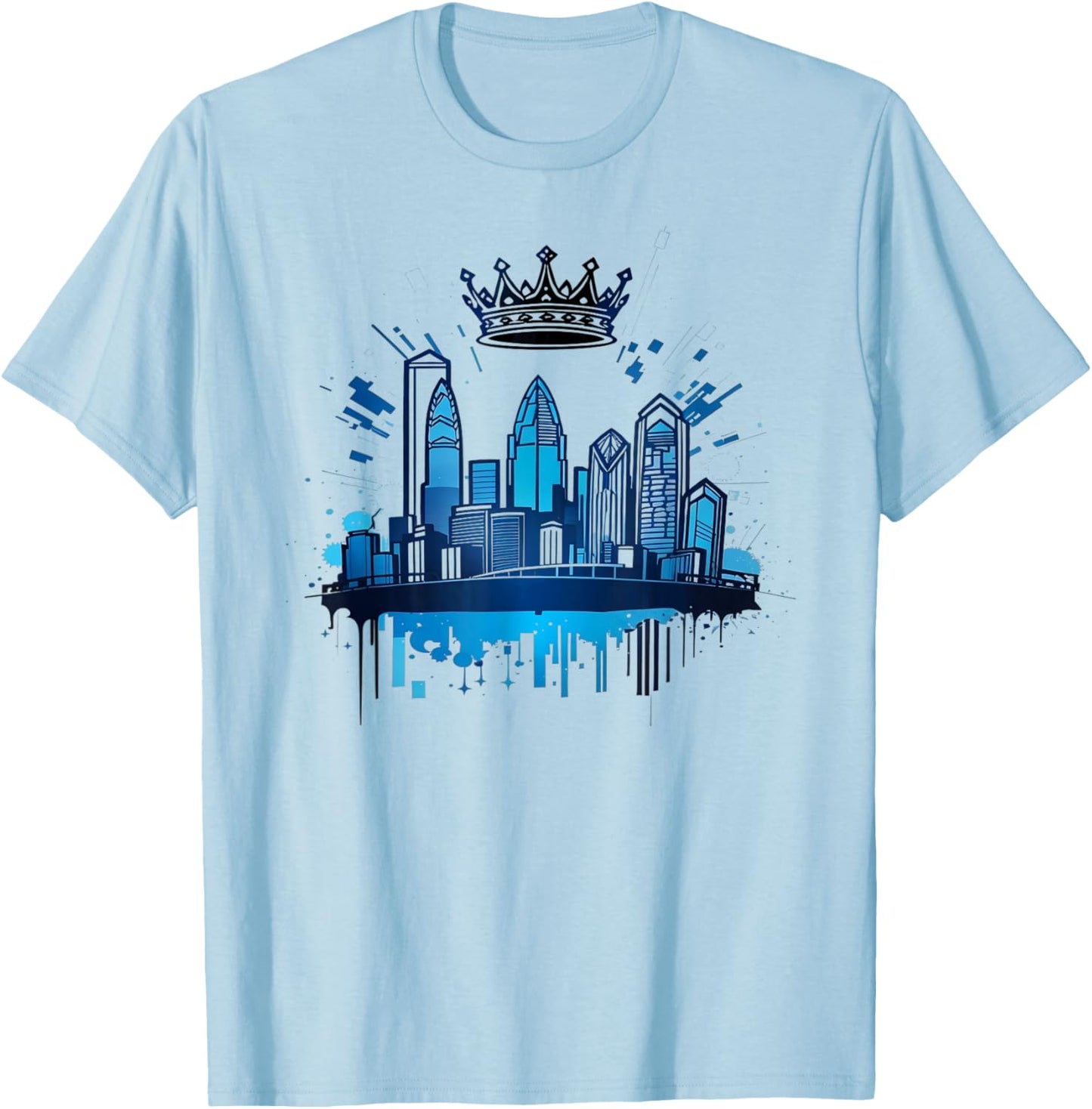 Charlotte Skyline Crown 704 Queen City T-Shirt - T-Shirt | Light Blue