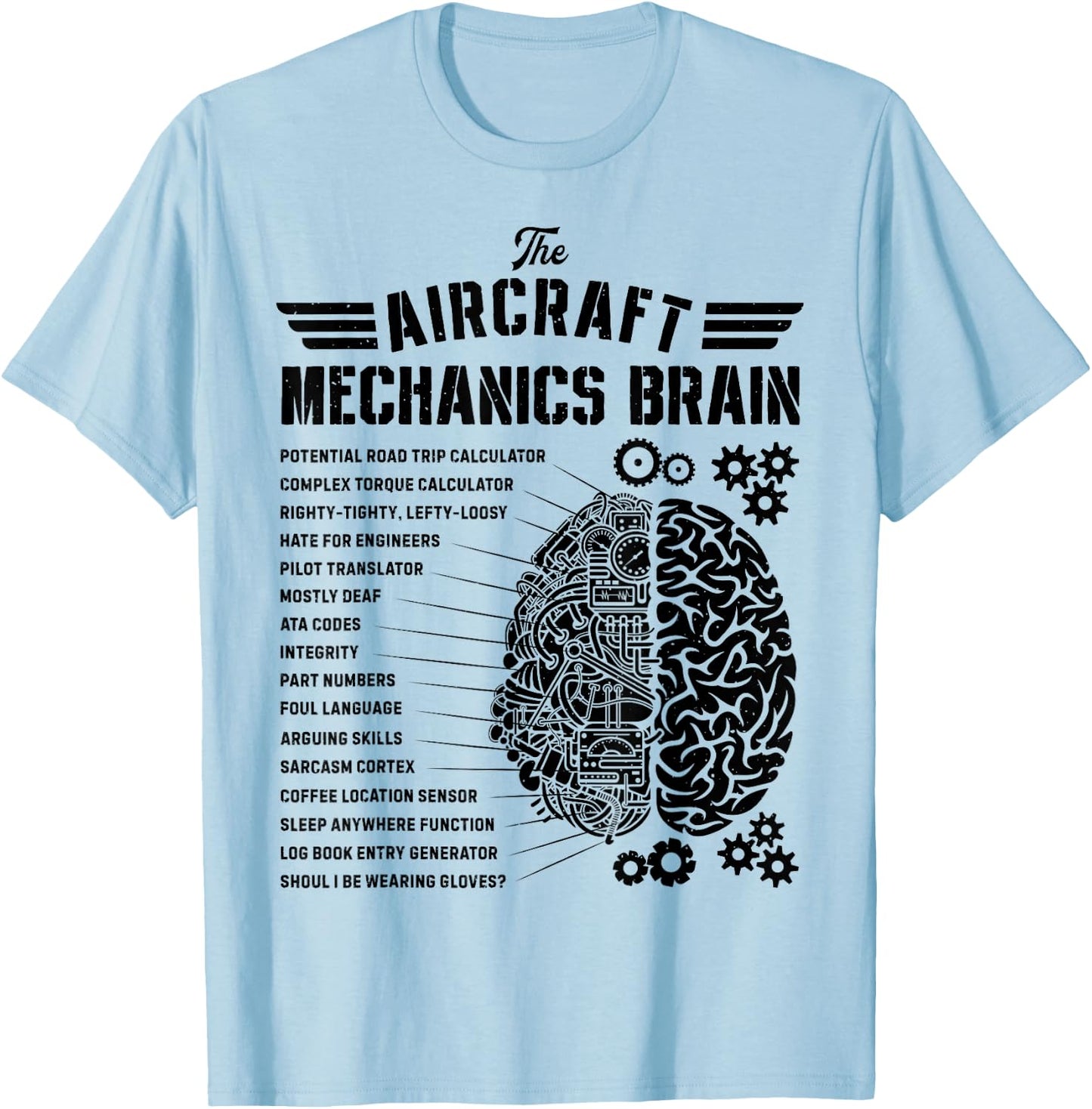 Aircraft Mechanics Brain Funny Aviation Technician Gifts Men T-Shirt - T-Shirt | Light Blue