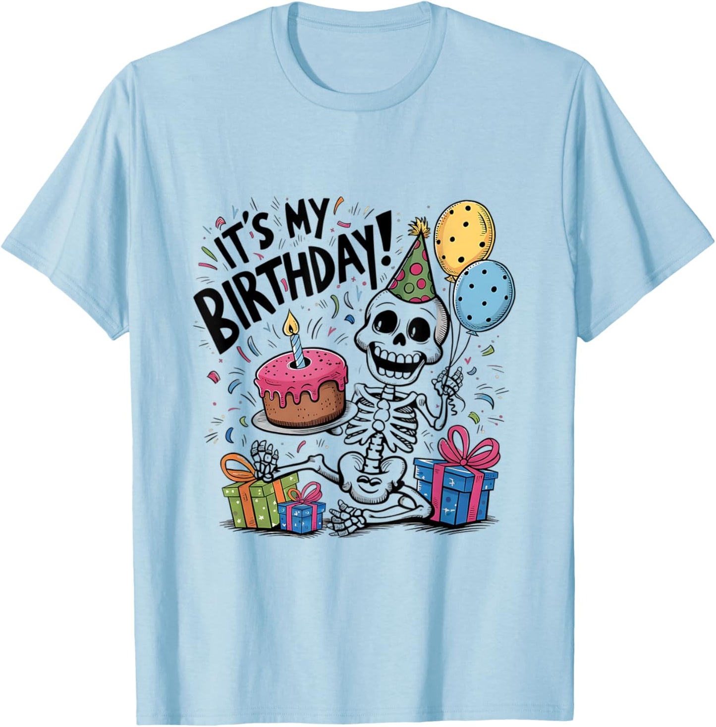 Birthday Boy Skeleton It's My Birthday Party T-Shirt - T-Shirt | Light Blue