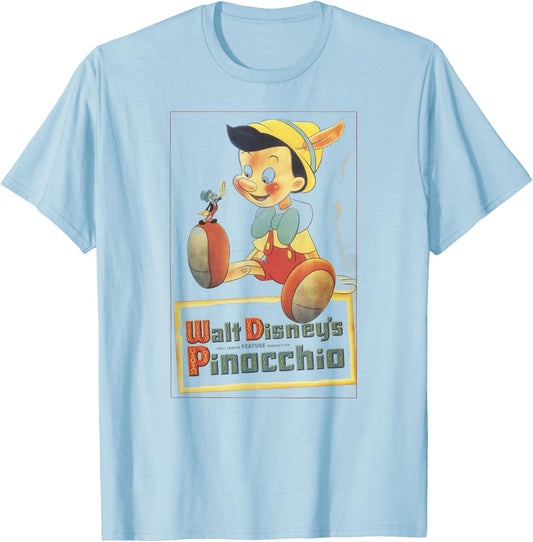 Disney Pinocchio Vintage Portrait T-Shirt - T-Shirt | Light Blue