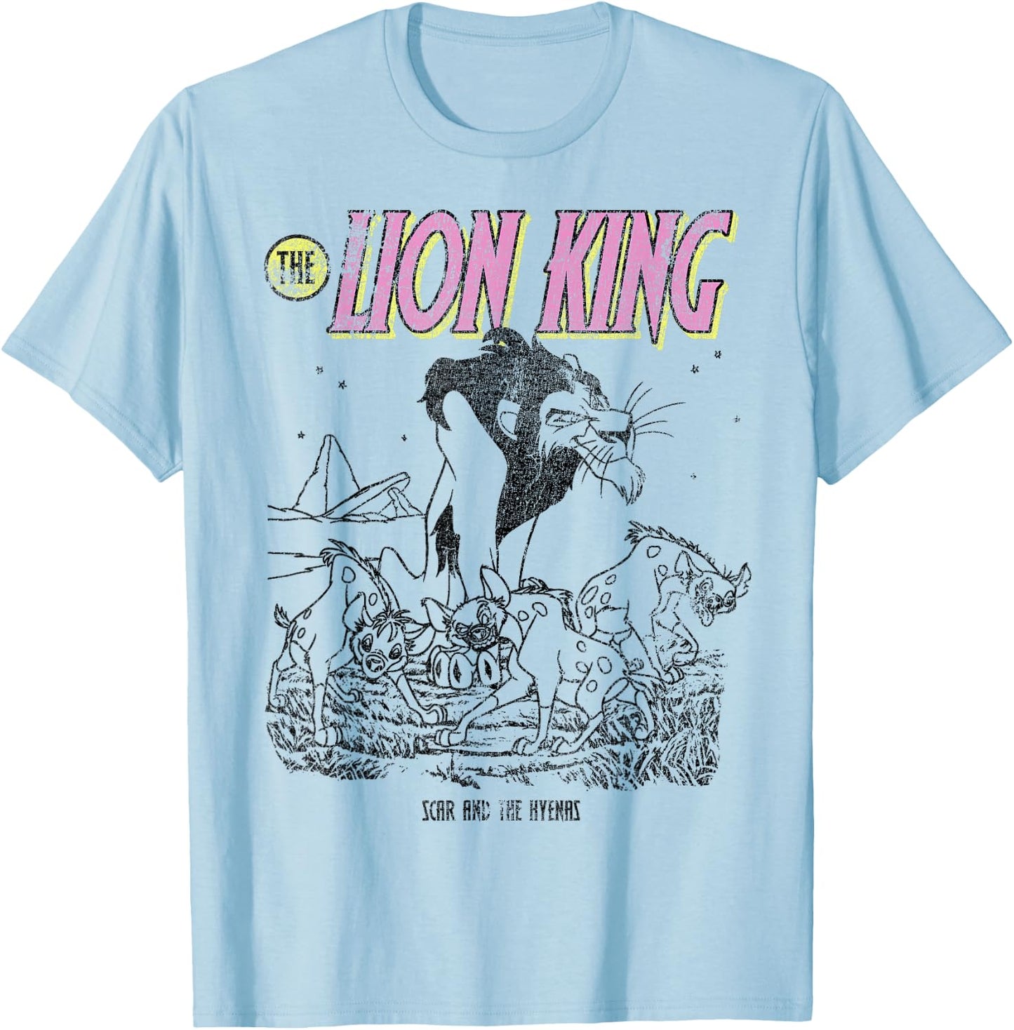 Disney The Lion King Scar And The Hyenas Outline T-Shirt - T-Shirt | Light Blue