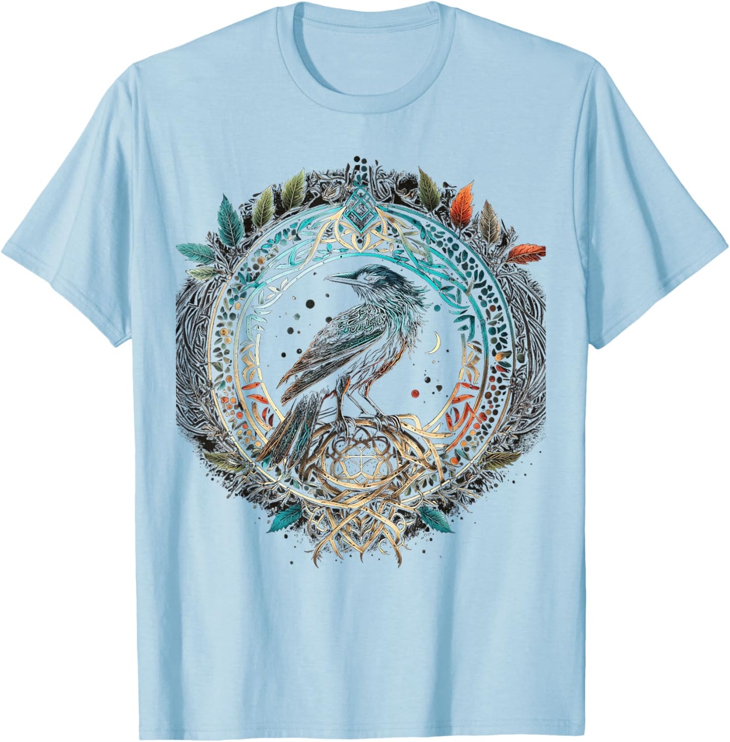Odin's Bird Northman Valhalla Norse Mythology T-Shirt - T-Shirt | Light Blue