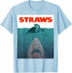 Save the Turtles! - No Straws shark design T-Shirt - T-Shirt | Light Blue