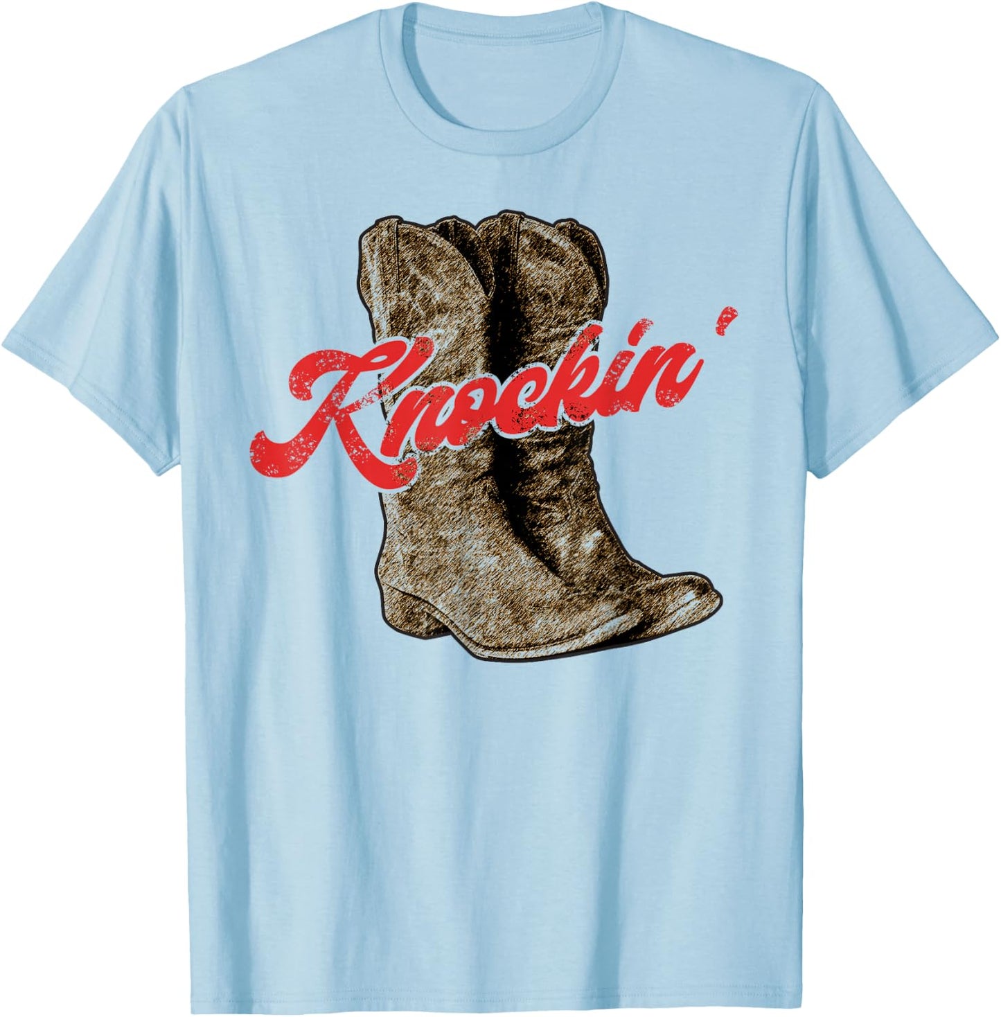 Knockin Boots Boot Cowboy Country Vintage Cowgirl T-Shirt - T-Shirt | Light Blue
