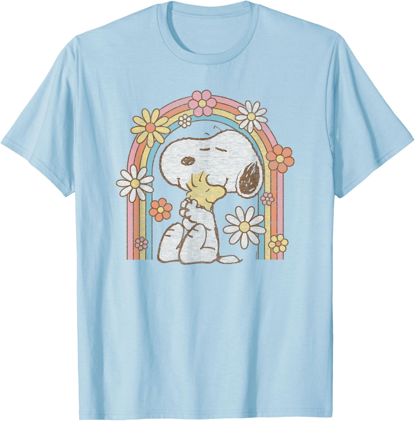 Peanuts Retro Flower Rainbow T-Shirt - T-Shirt | Light Blue