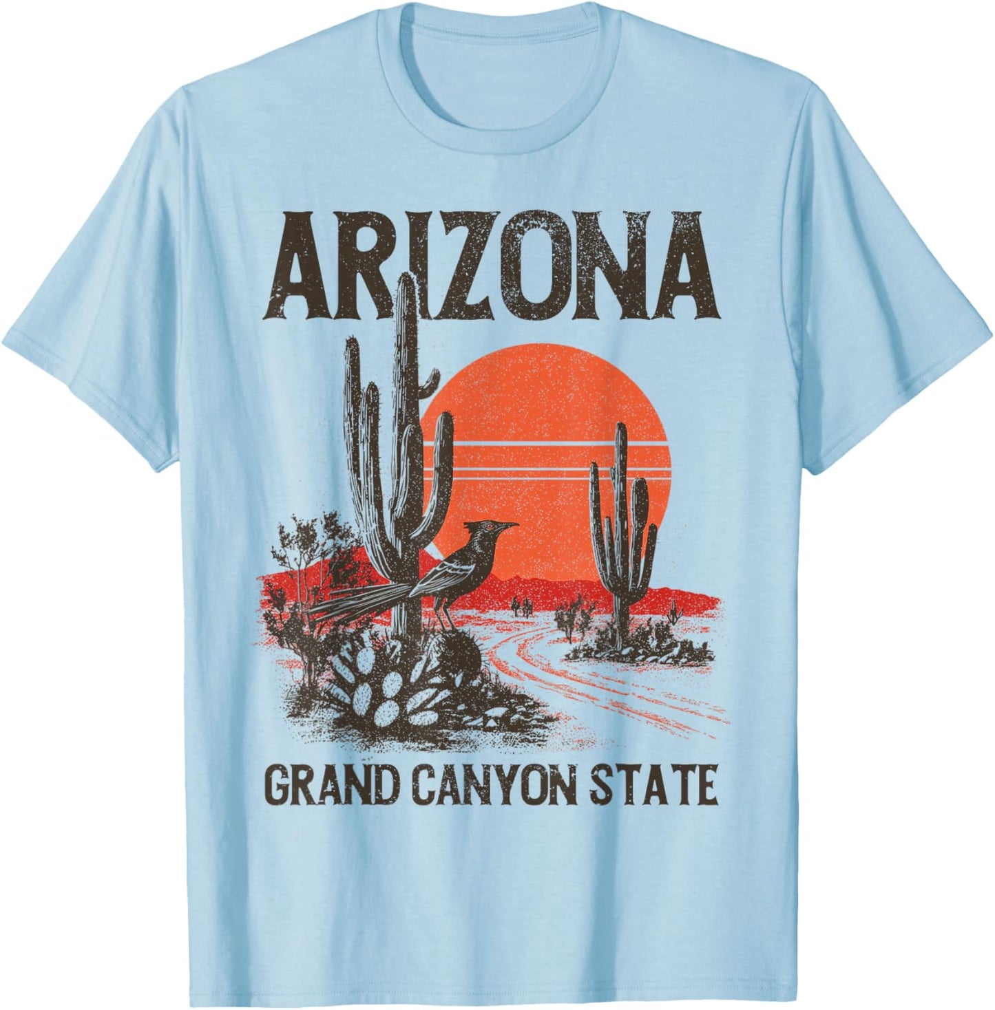 Arizona Grand Canyon State Roadrunner Desert Cactus Vintage T-Shirt - T-Shirt | Light Blue