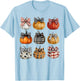 Coquette Bow Pumpkin Season Thanksgiving Autumn Fall Leaves T-Shirt - T-Shirt | Light Blue