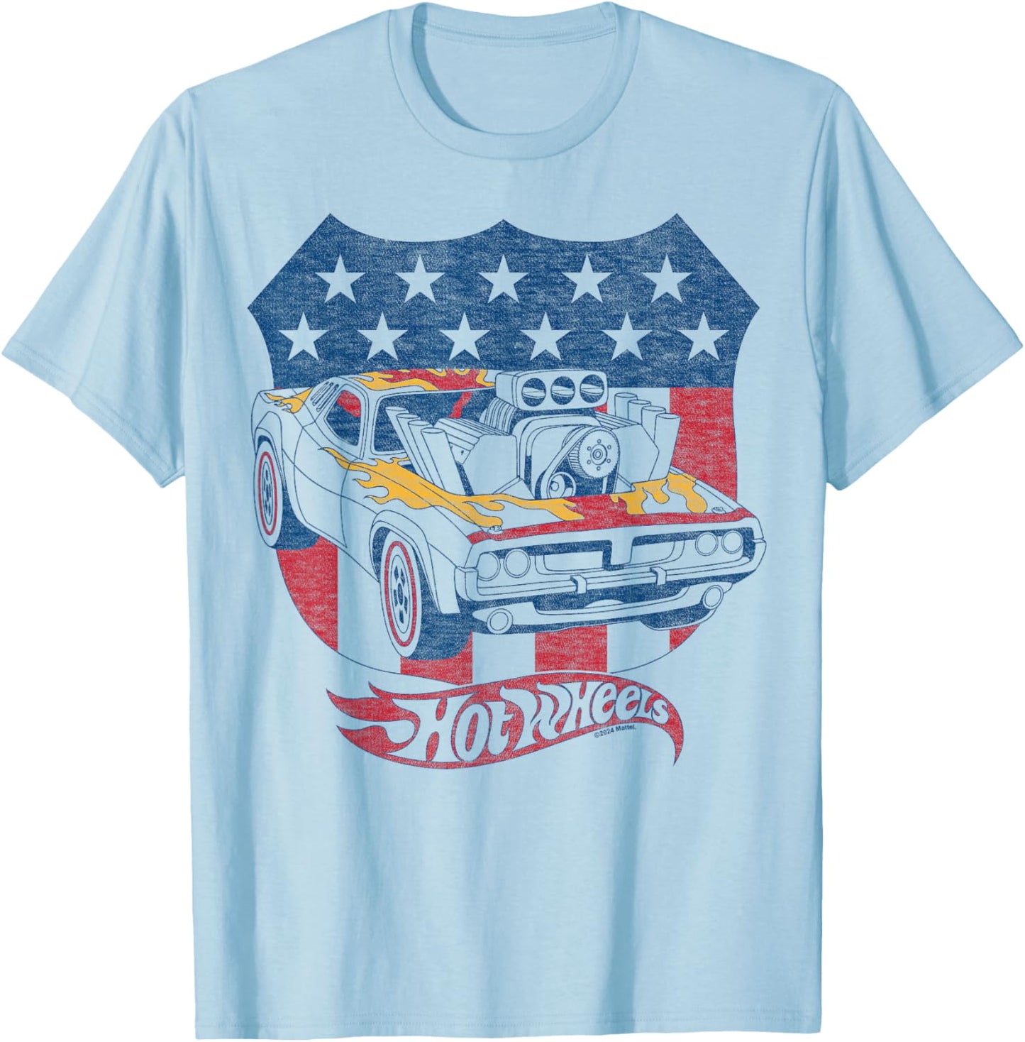 Hot Wheels - Patriotic American Flag T-Shirt - T-Shirt | Light Blue