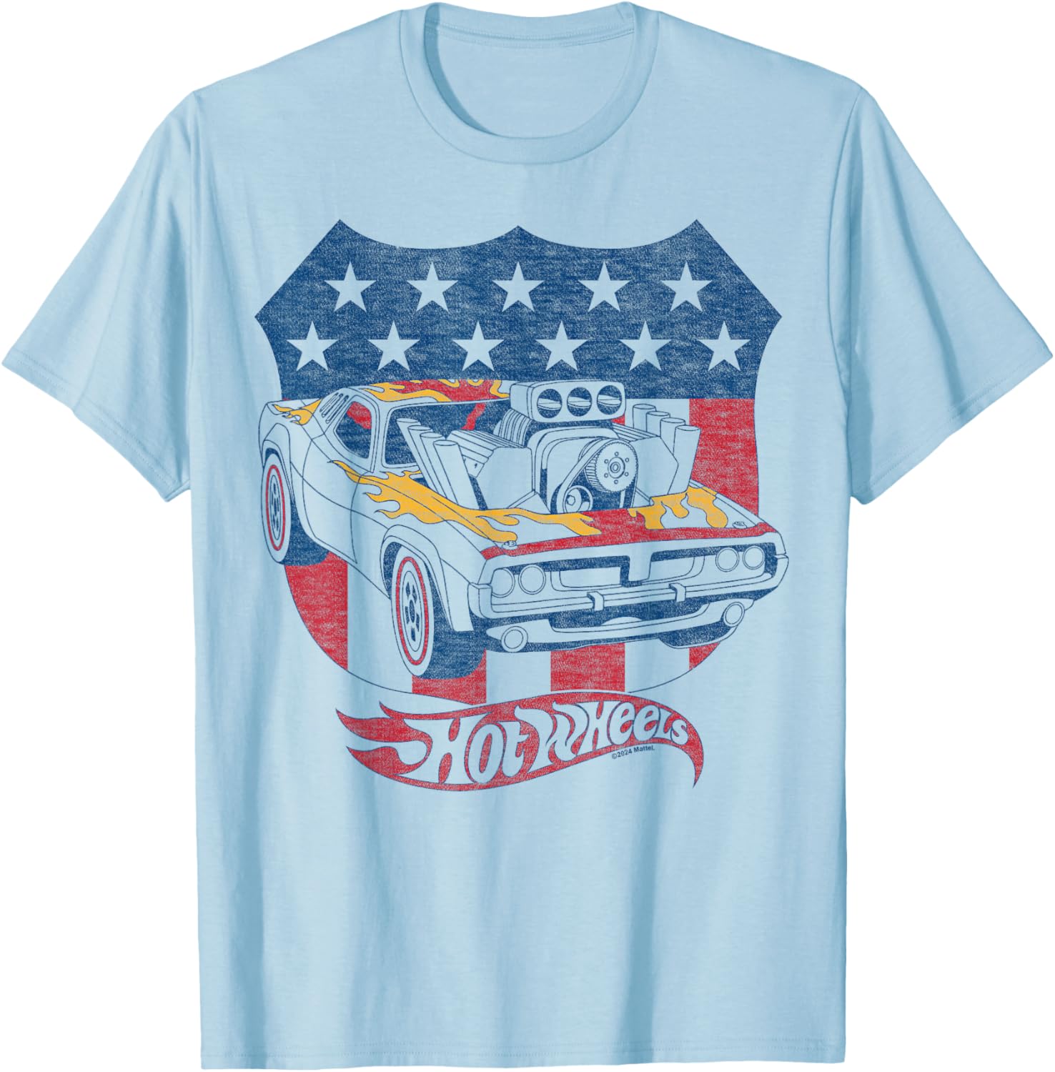 Hot Wheels - Patriotic American Flag T-Shirt - T-Shirt | Light Blue