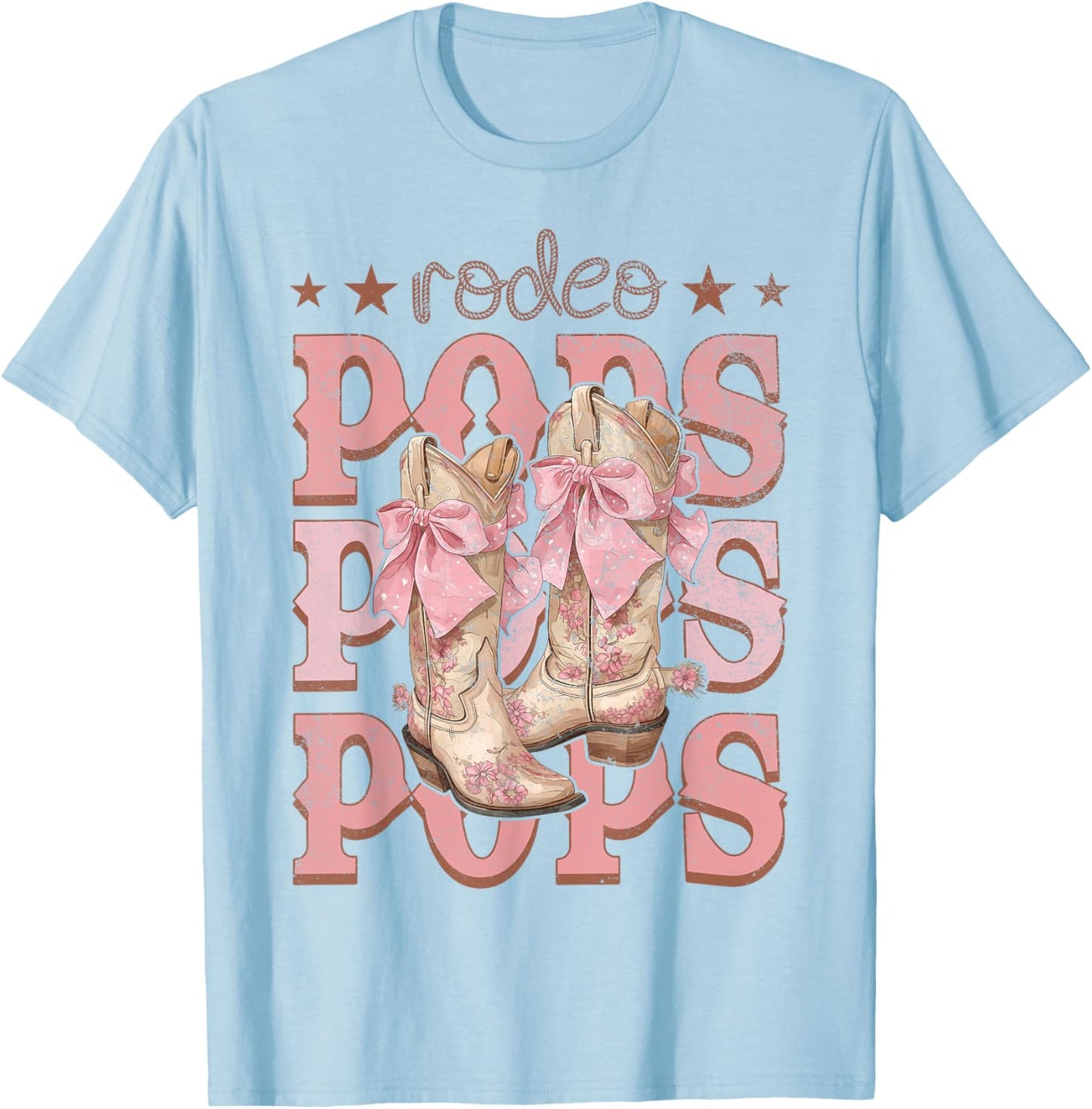 Rodeo Pops Pink Boots Coquette Cow-Girl Birthday Party T-Shirt - T-Shirt | Light Blue