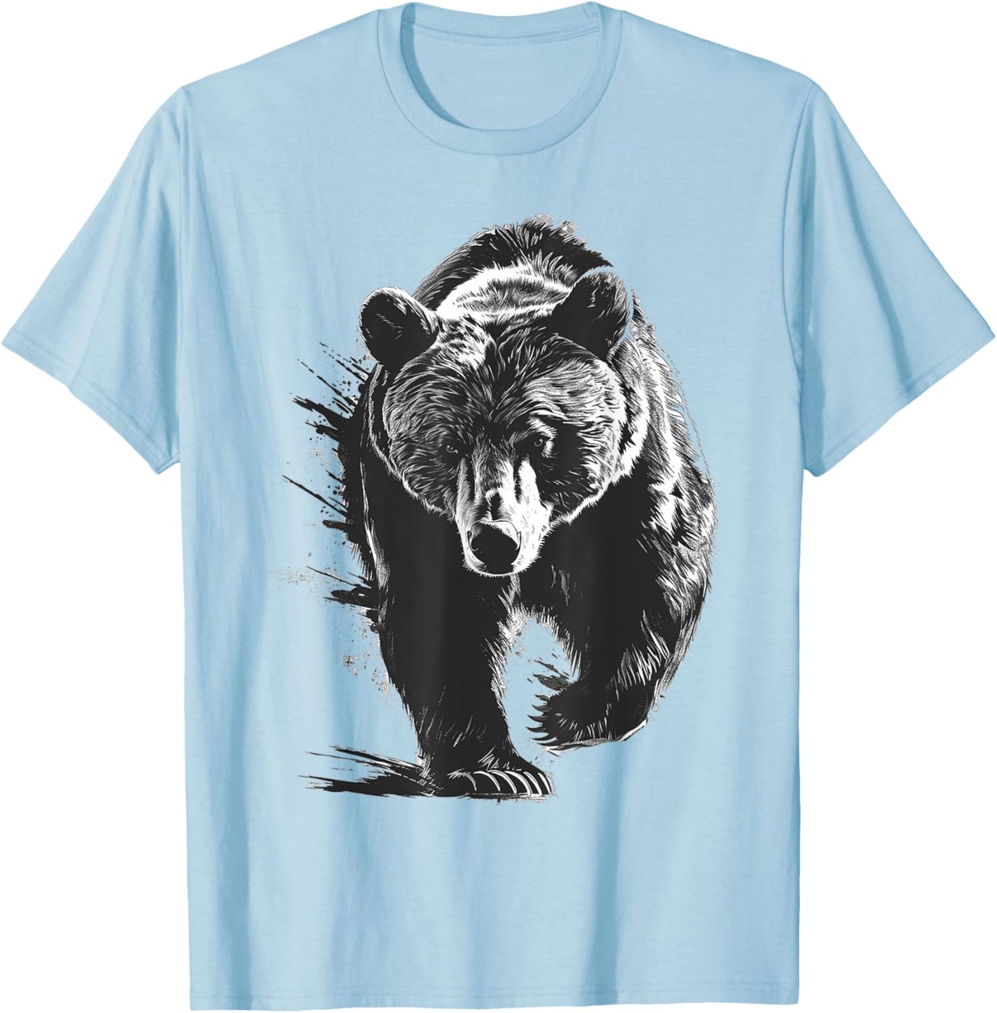 Bear Drawing Animal Painting Graphic Art Bear T-Shirt - T-Shirt | Light Blue
