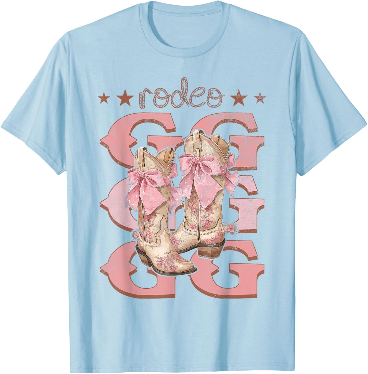 Rodeo GG Pink Boots Coquette Cow-Girl Birthday Party T-Shirt - T-Shirt | Light Blue
