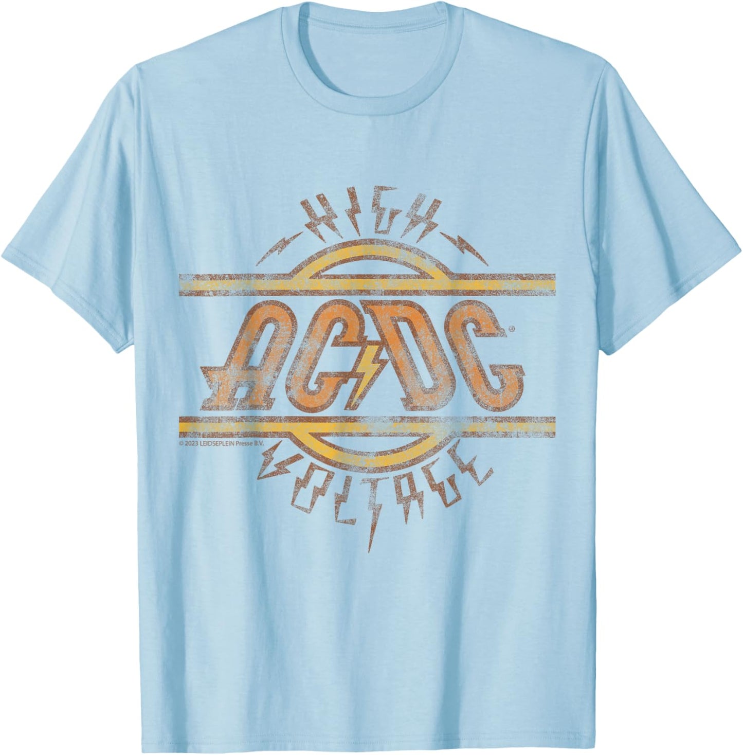 Offizielles AC/DC High Voltage Logo Weiß T-Shirt - T-Shirt | Light Blue
