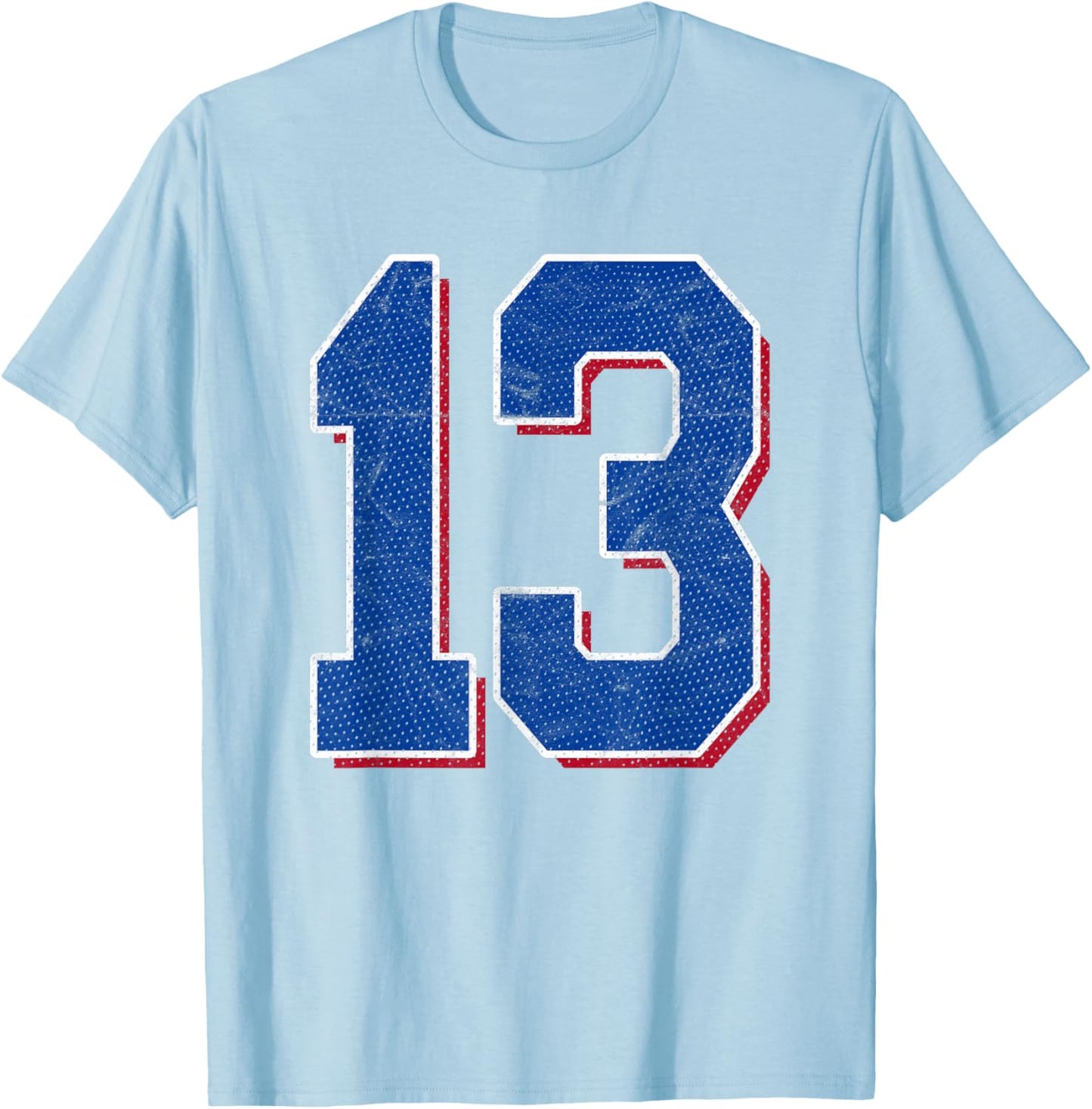 Number 13 Numbered Uniform Sports Team Jersey 13th Birthday T-Shirt - T-Shirt | Light Blue