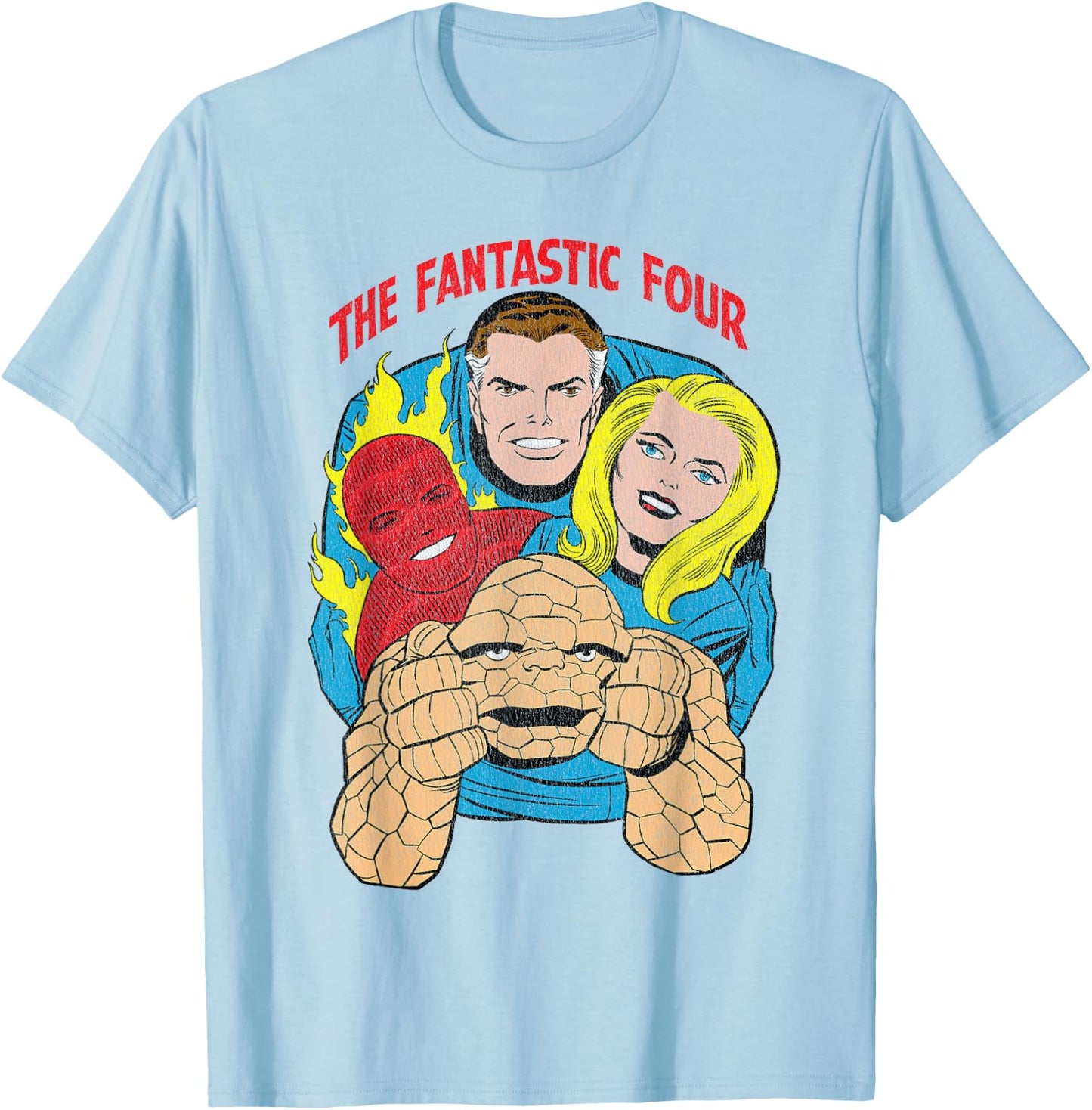 Marvel The Fantastic Four Retro Comic T-Shirt - T-Shirt | Light Blue