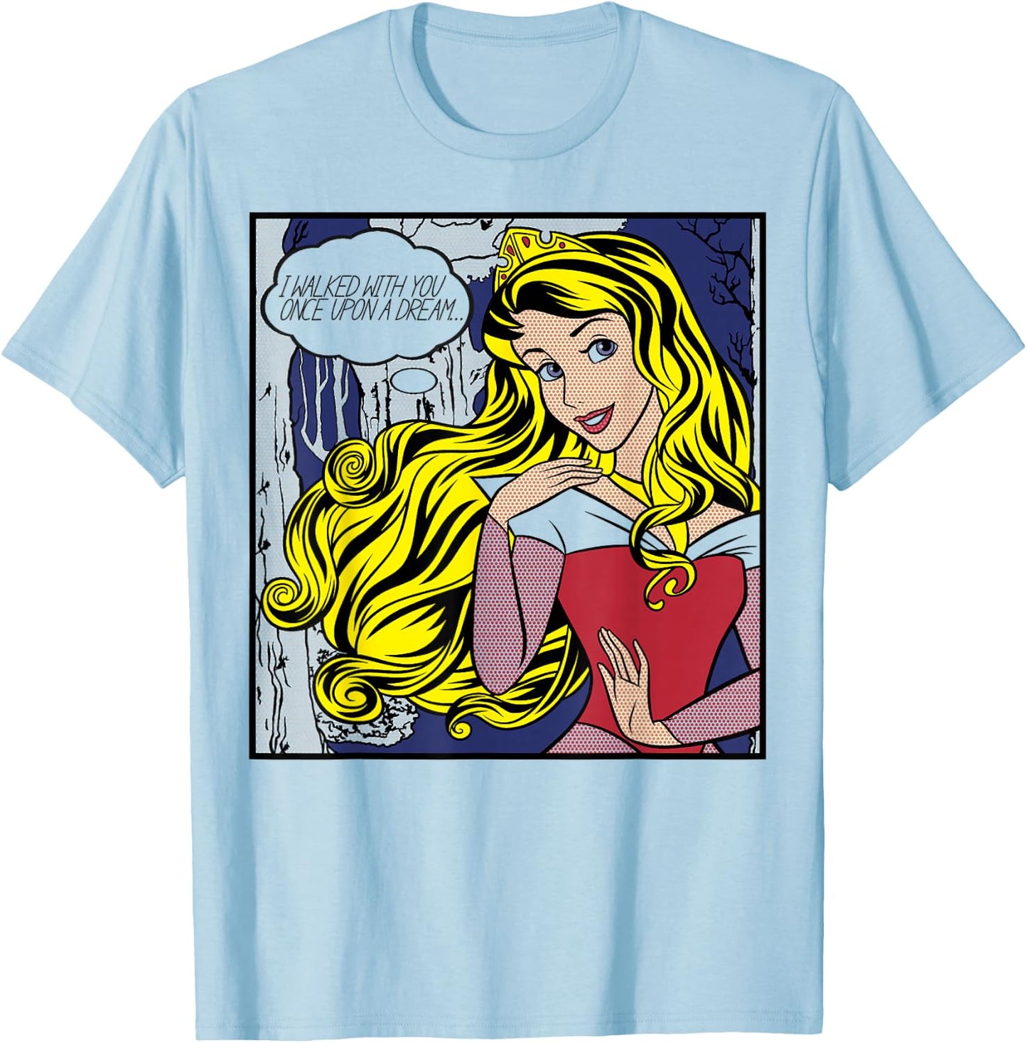 Disney Sleeping Beauty Aurora Pop Art Portrait T-Shirt - T-Shirt | Light Blue