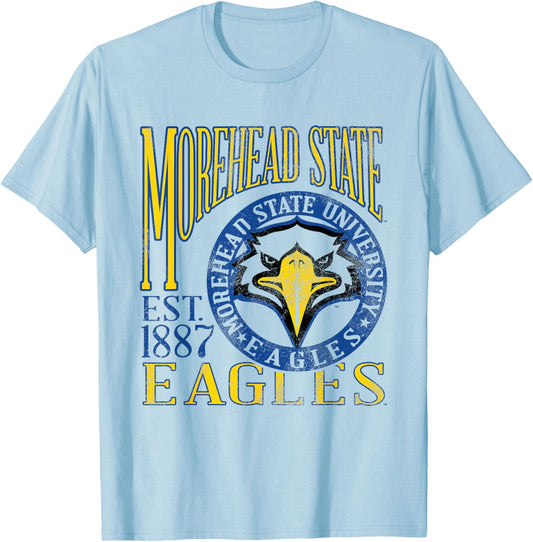 Morehead State Eagles Vintage Dibs White Officially Licensed T-Shirt - T-Shirt | Light Blue